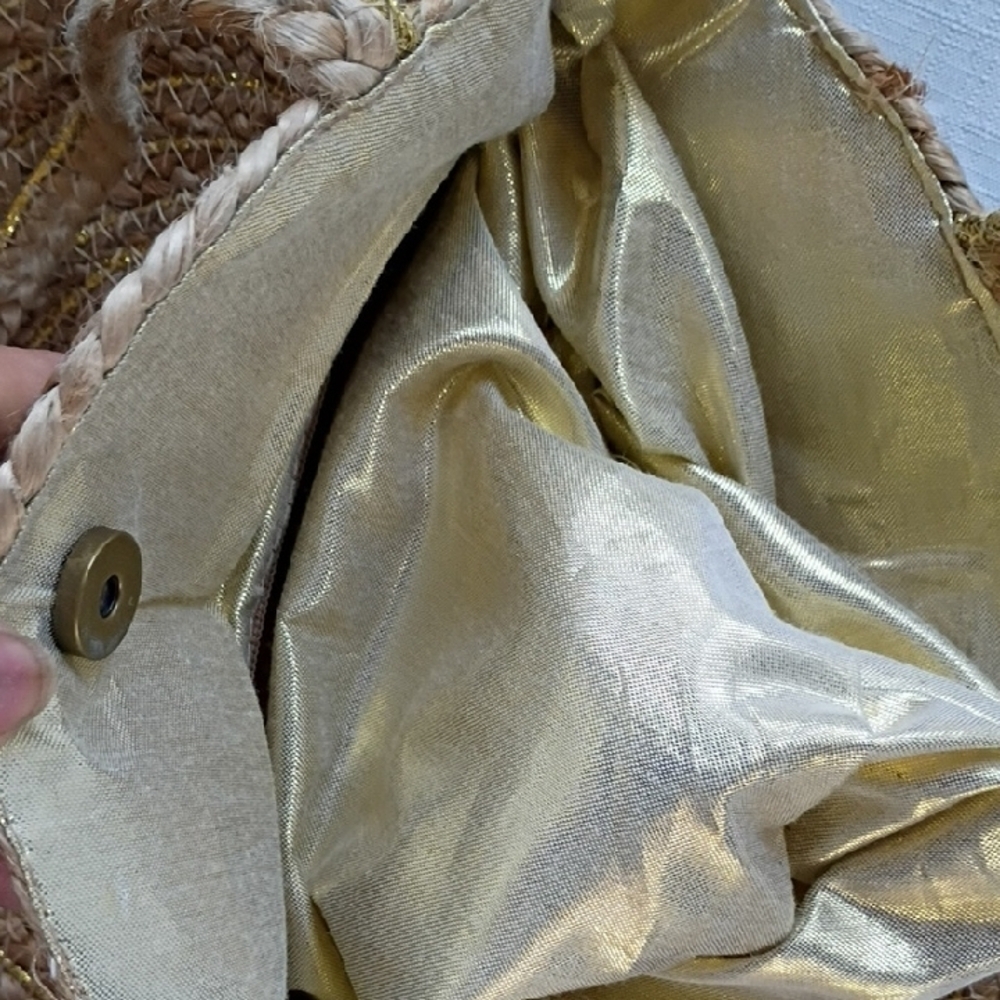 Francesca's Collections Gold and Tan Jute Tote - Picture 12 of 14